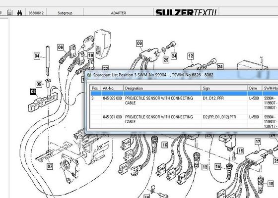 PFR-van de Wevende Machinedelen van Sensorsulzer de Sensor van Proectile met Conecting-Kabel