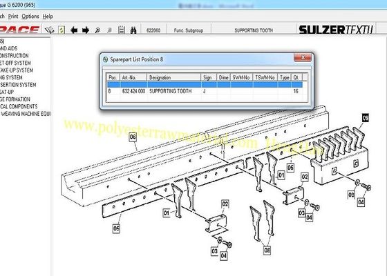 632424000 Sulzer-Vervangstukken G6100 G6200 G6300 F2001 van Rapier Textielmachines